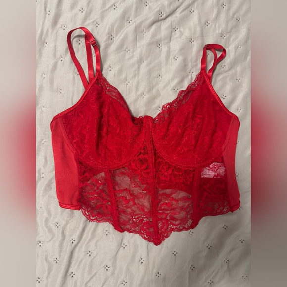 TOP RED Sleeveless floral lace top tube top bustier vest corset top red summer - Picture 14 of 14